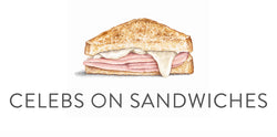 Celebs on Sandwiches - watercolor art prints of celebrities sitting on sandwiches. Find your favorite celeb or sandwich!